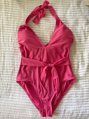 Shade & Shore Hot Pink Halter One-Piece Swimsuit